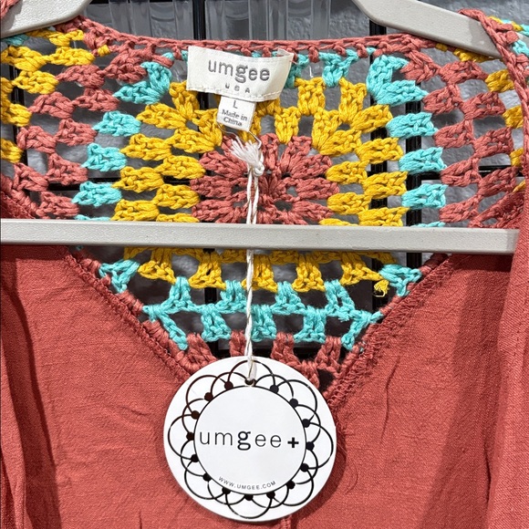 Umgee Terracotta Cardigan / Kimono with Granny Square Crochet - Picture 2 of 6